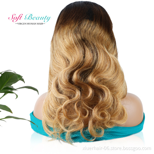 hd Glueless for Black Women Curly Mink 100% Two Tone Coloured 27 Peruvian Wigs Lace Front Virgin Human Hair